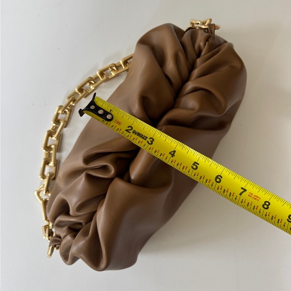 Italian Leather Slouchy Pouch Handbag - Brown - Detachable Chain Strap - Picture 8 of 8